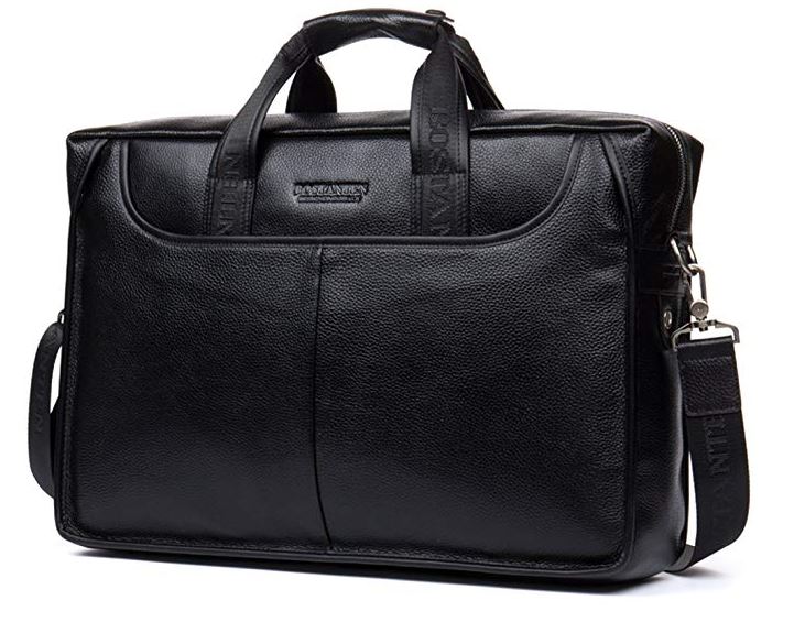 BOSTANTEN Leather Briefcase Vintage Business Message Bags 15.6 inch Laptop Shoulder Handbag for Women & Men Brown 